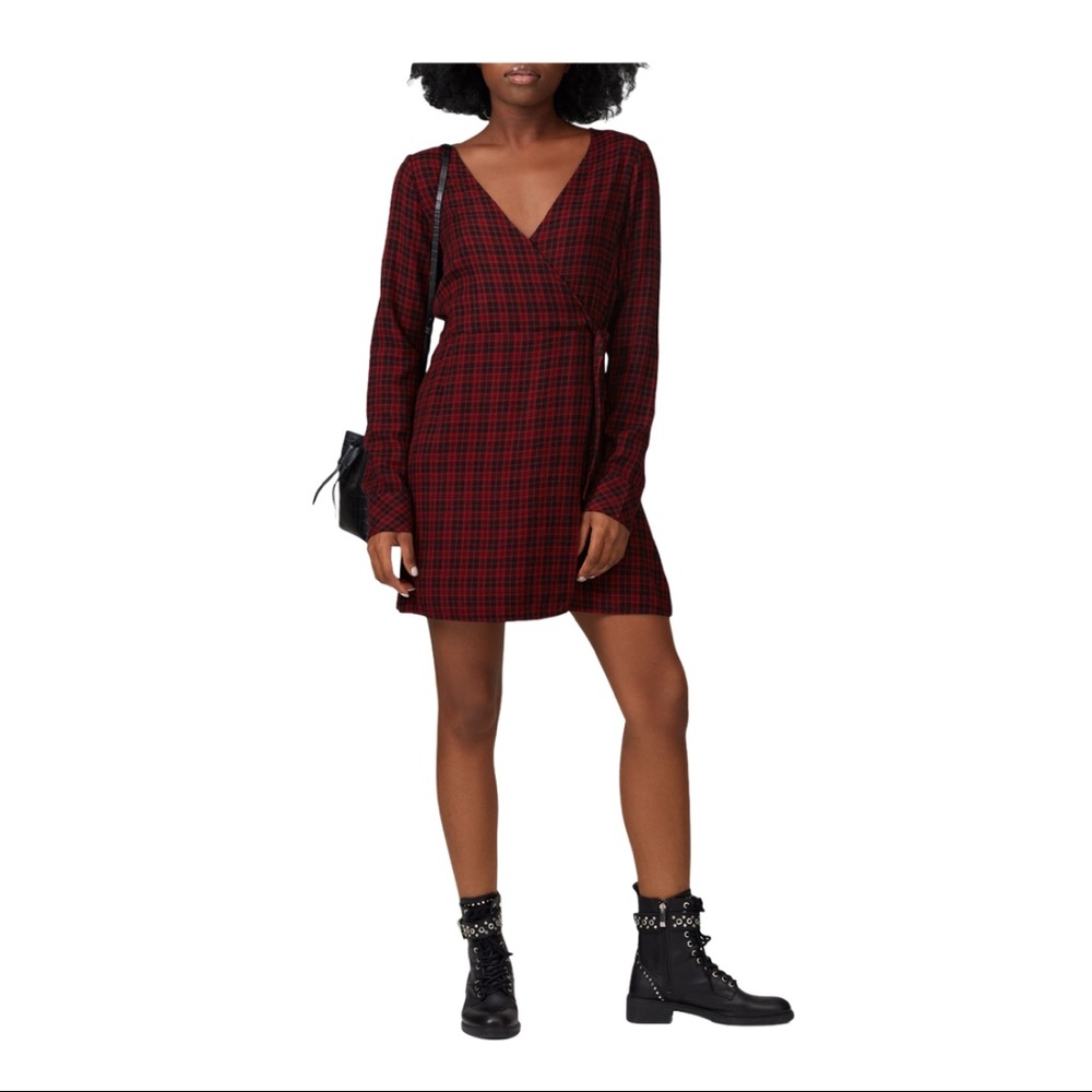 Sanctuary Upbeat Plaid Wrap Dress Size 12